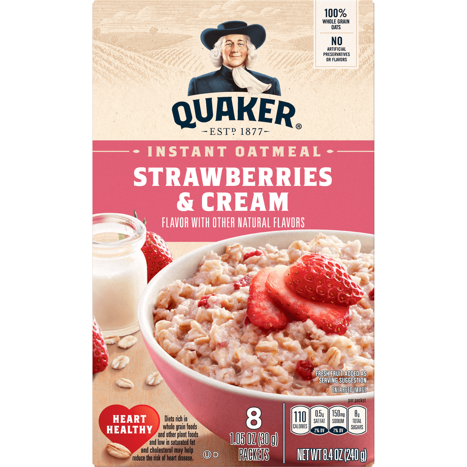 Quaker® Instant Oatmeal - Strawberries and Cream package (front)