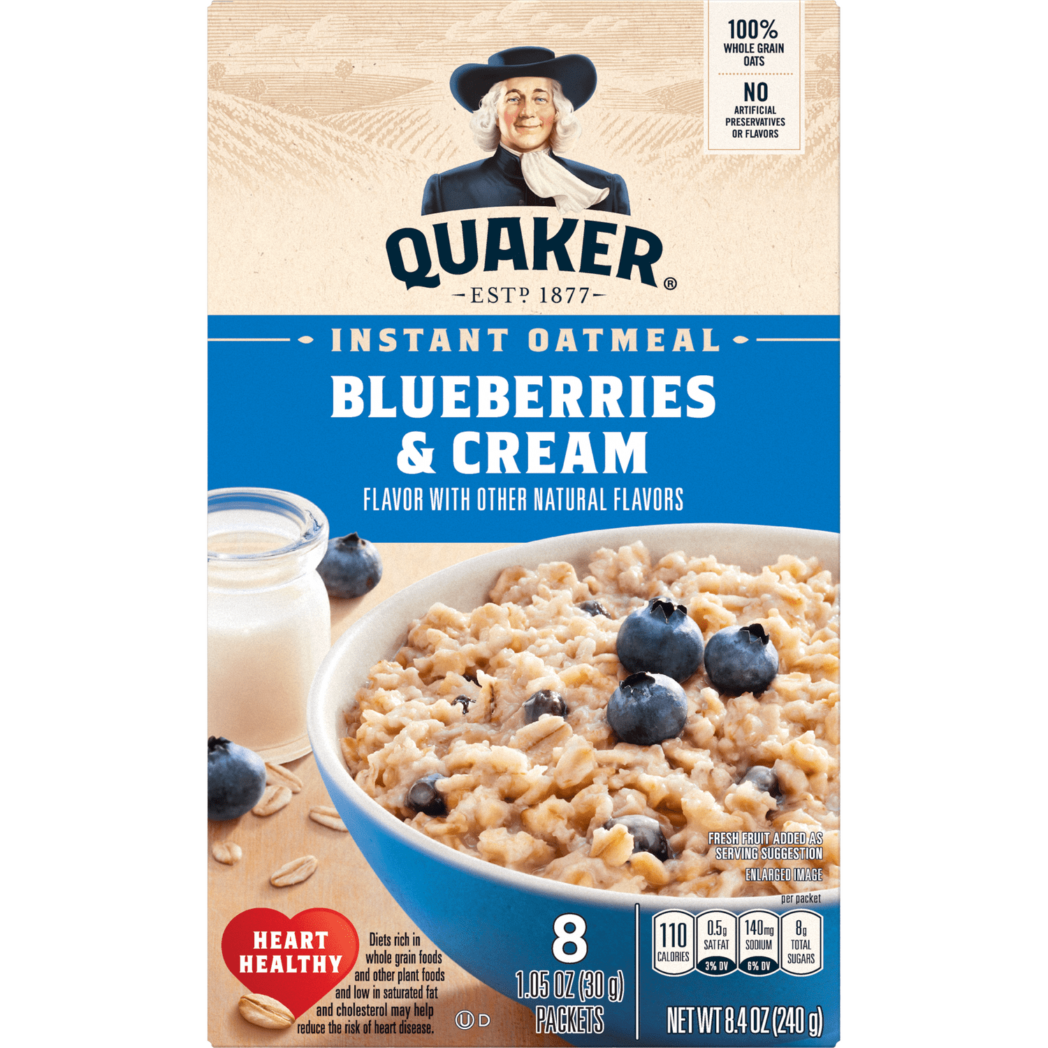 Quaker® Instant Oatmeal - Blueberries & Cream package 
