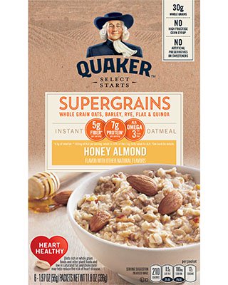 Quaker® SuperGrains Instant Hot Cereal - Honey Almond package