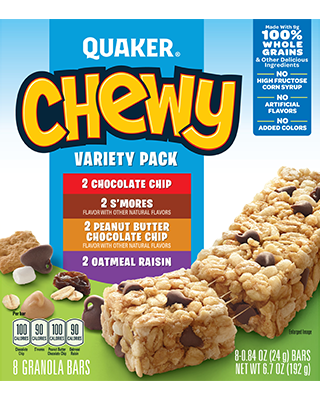 Quaker® Chewy Granola Bars - Variety Pack package (pack view)