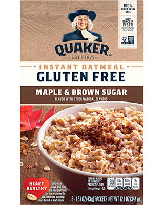 Quaker® Gluten Free Instant Oatmeal - Maple & Brown Sugar Flavor package