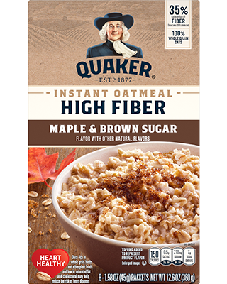 Quaker® High Fiber Instant Oatmeal - Maple and Brown Sugar package