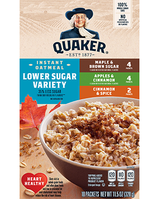 Quaker® Lower Sugar Instant Oatmeal - Variety Pack package