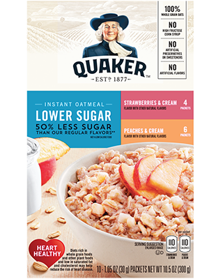 Quaker® Lower Sugar Instant Oatmeal - Fruit and Cream Variety Pack