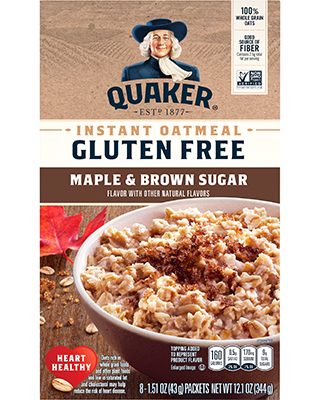 Quaker® Gluten Free Instant Oatmeal - Maple & Brown Sugar Flavor