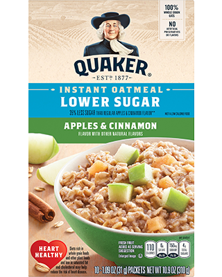 Quaker® Lower Sugar Instant Oatmeal - Apples and Cinnamon