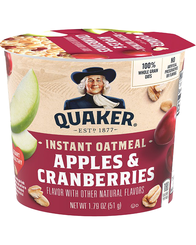 Quaker® Instant Oatmeal Cups - Apples & Cranberries package