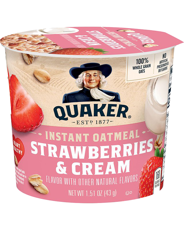 uaker® Instant Oatmeal Cups - Strawberries & Cream package