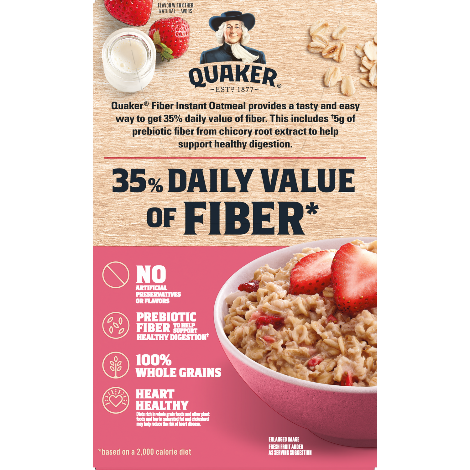Fiber Instant Oatmeal - Strawberries & Cream | Quaker Oats