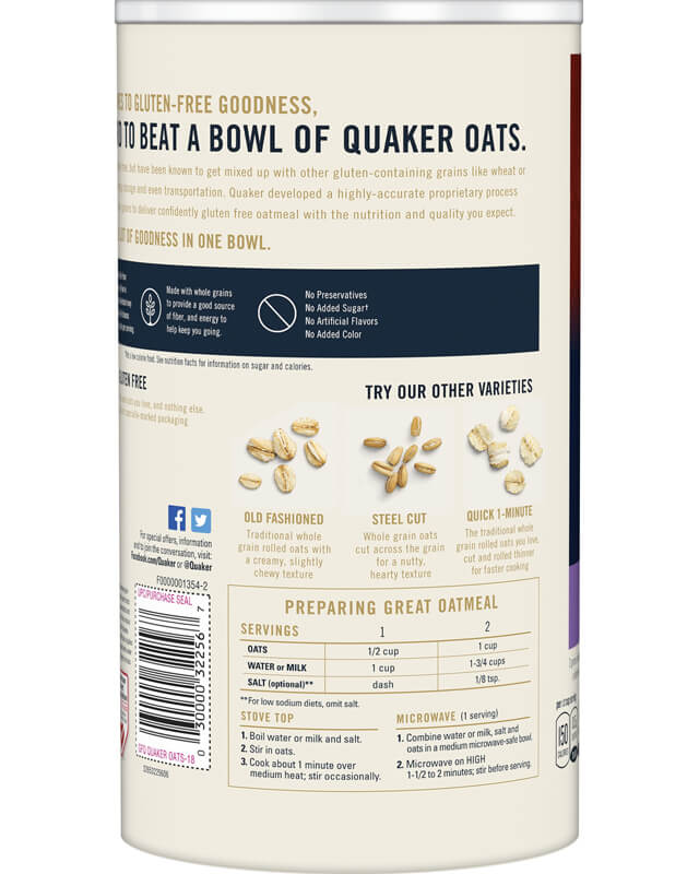 Gluten Free Quick 1 Minute Oats