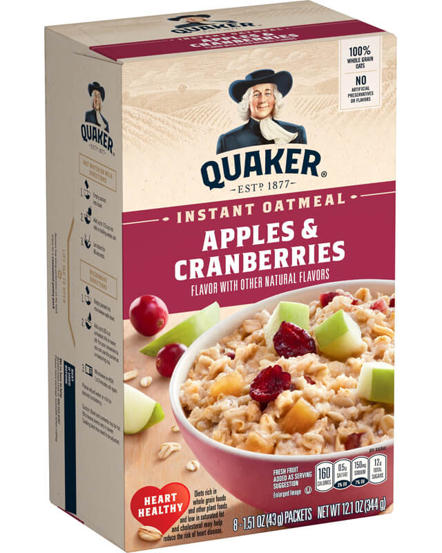 Instant Oatmeal - Apples & Cranberries | Quaker Oats
