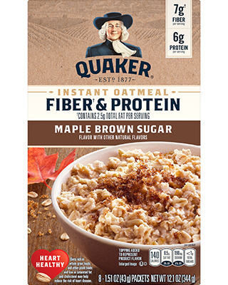 Quaker® Fiber & Protein Instant Oatmeal - Maple and Brown Sugar package