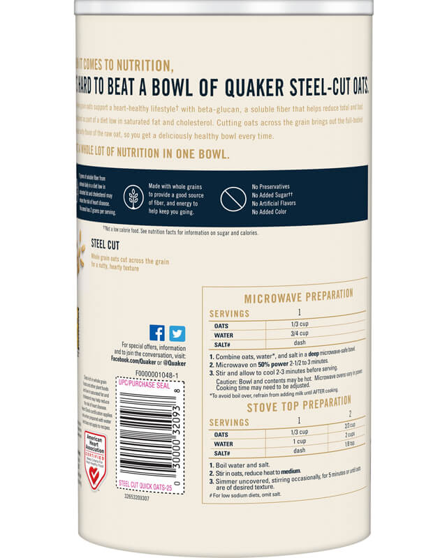 Steel Cut Oats Quick 3 MINUTE Quaker Oats